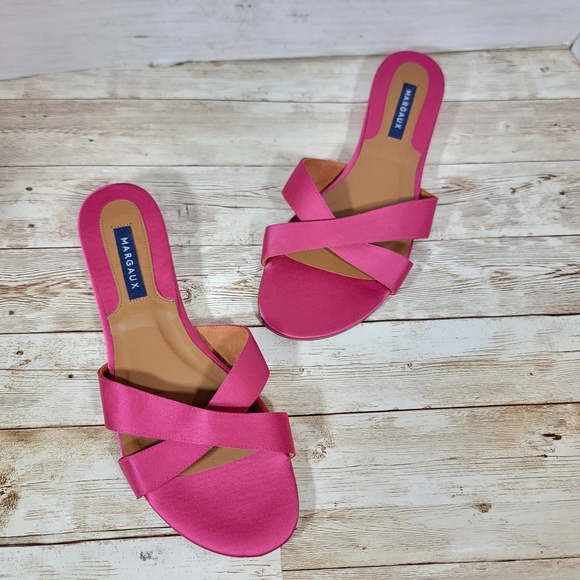 Margaux NWOB The Slide Sandals in pink orchid satin EU 38 - Picture 4 of 11